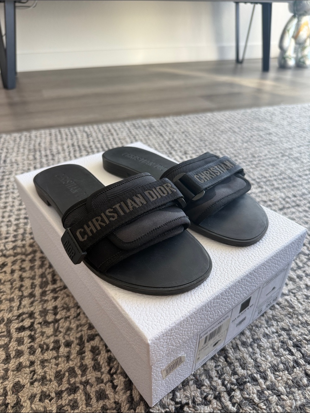 Dior Black Flat Sandals